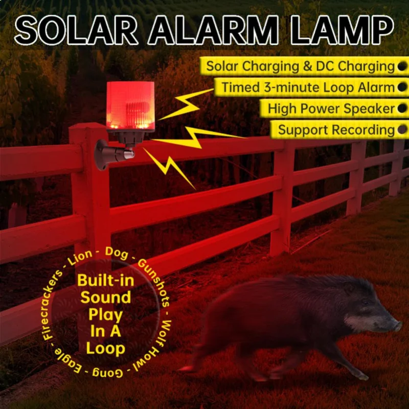 N911L Aufzeichnungsbare Solar-Powered Animal Repeller Alarm Licht Outdoor Garden Night Light
