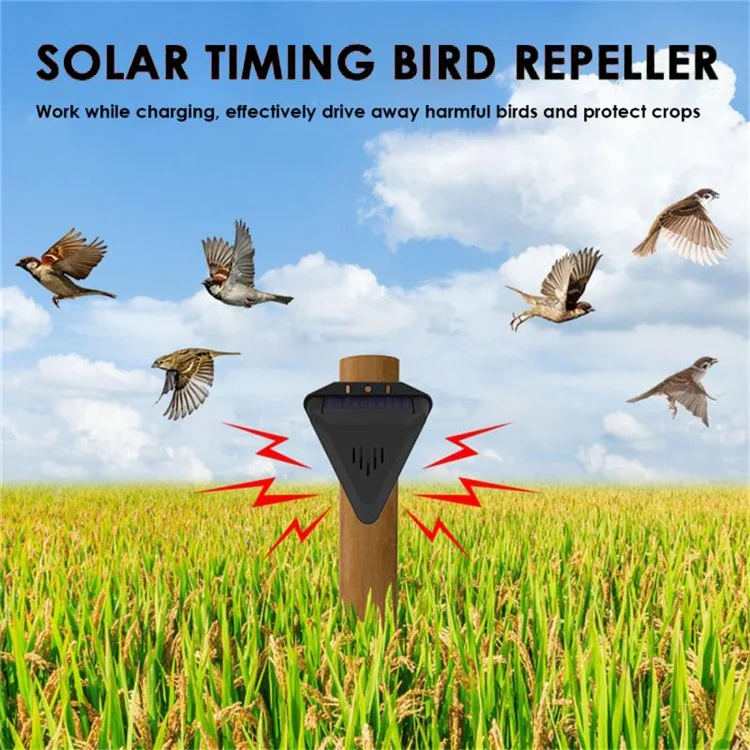 Répulsif Solaire à Oiseaux N911Q avec Lecture Sonore Multiple, Alarme pour Oiseaux