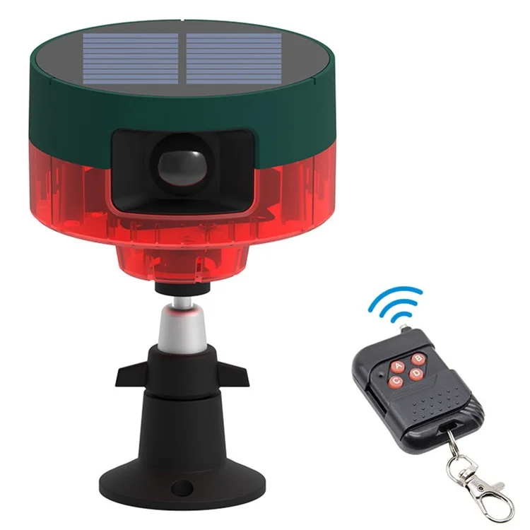 N911S Outdoor Solar Repeller Remote Infrared Human Sensor Recordable Animal Repeller Warning Light - Red