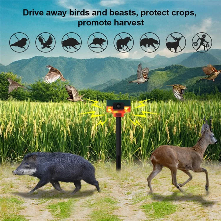 N911S Outdoor Solar Repeller Remote Infrared Human Sensor Recordable Animal Repeller Warning Light - Red