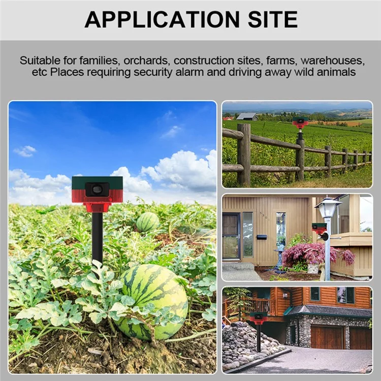 N911S Outdoor Solar Repeller Remote Infrared Human Sensor Recordable Animal Repeller Warning Light - Red