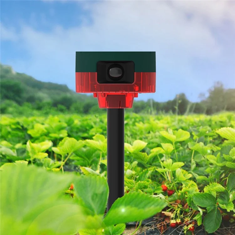 N911S Outdoor Solar Repeller Remote Infrared Human Sensor Recordable Animal Repeller Warning Light - Red