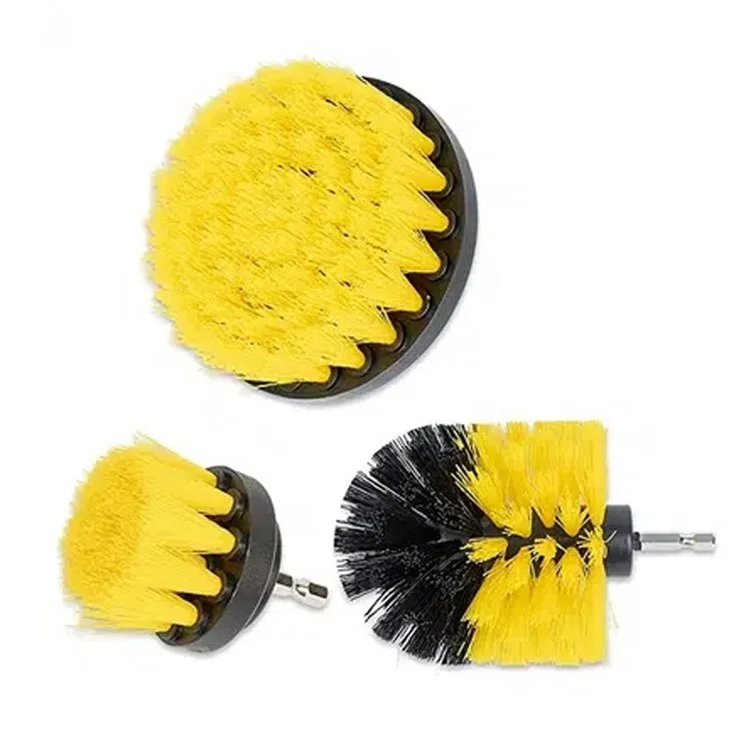 3Pcs / Set 2inch+3.5inch+4inch Power Drill Scrub Clean Brush Kit Electric Drill Replacement Brush Heads - Yellow