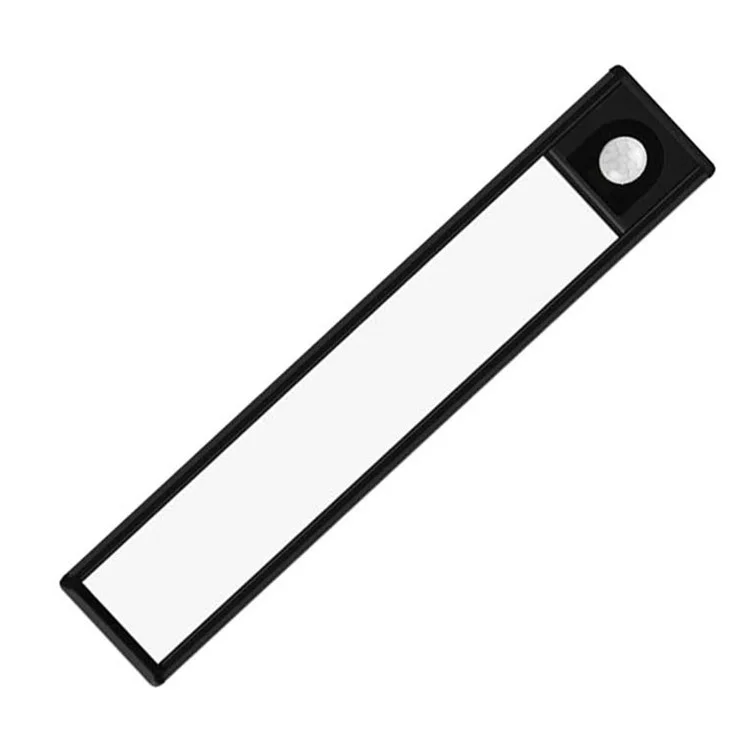 MZ-L1005 20CM LED Éclairage de meuble à détecteur de mouvement Ultra-mince Bande lumineuse d'armoire Lampe rechargeable Éclairage magnétique de plan de travail de cuisine - Noir 