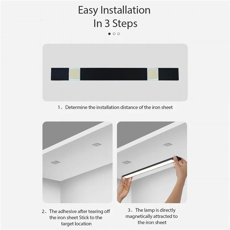 MZ-L1005 20CM LED Éclairage de meuble à détecteur de mouvement Ultra-mince Bande lumineuse d'armoire Lampe rechargeable Éclairage magnétique de plan de travail de cuisine - Noir 