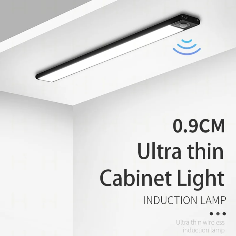 MZ-L1005 40CM Magnetic Cabinet Strip Light Self-Adhesive Closet Lamp Wardrobe Lighting Smart LED Motion Sensor Night Light - Black