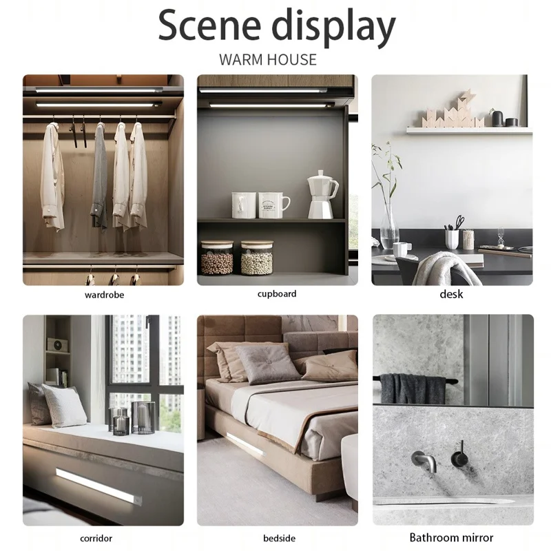 MZ-L1005 40CM Magnetic Cabinet Strip Light Self-Adhesive Closet Lamp Wardrobe Lighting Smart LED Motion Sensor Night Light - Silver