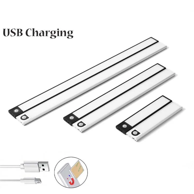 MZ-L1005 40CM Magnetic Cabinet Strip Light Self-Adhesive Closet Lamp Wardrobe Lighting Smart LED Motion Sensor Night Light - Silver