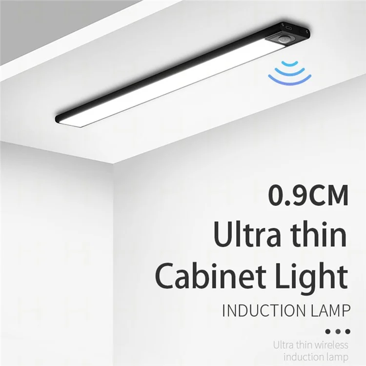 MZ-L1005 60CM Smart LED Motion Sensor Cabinet Strip Light Self-Adhesive Closet Lamp Wardrobe Lighting Night Light - Negro