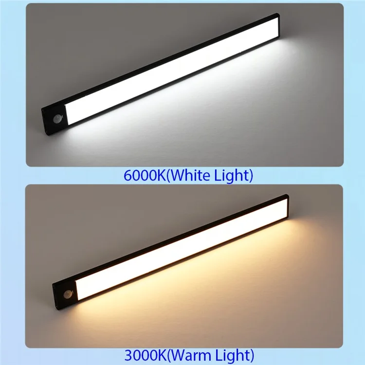 MZ-L1005 60CM Smart LED Motion Sensor Cabinet Strip Light Self-Adhesive Closet Lamp Wardrobe Lighting Night Light - Negro