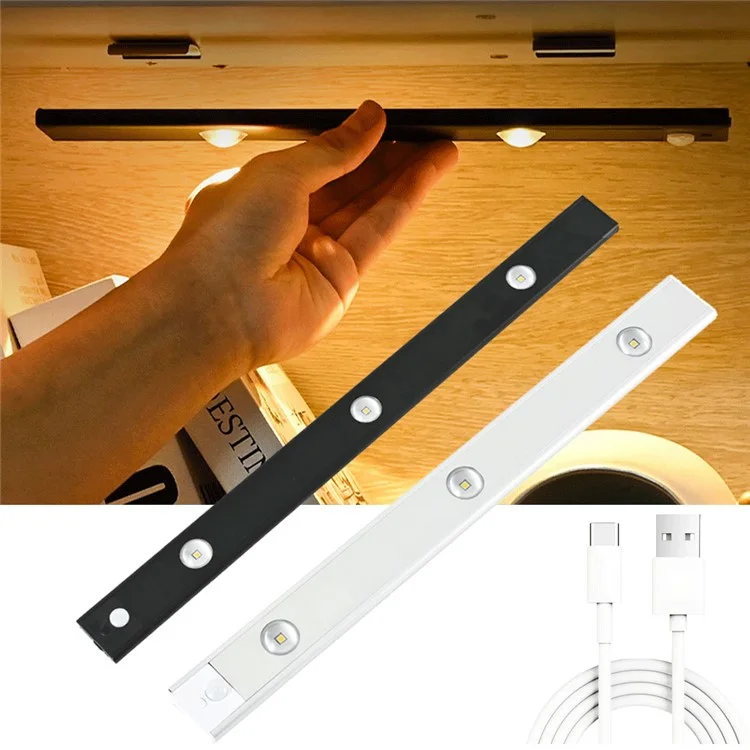 MZ-1602 60CM Tira de luz LED para armario, autoadhesiva, luz LED corporal inteligente para armarios, pasillos, etc. - Plata
