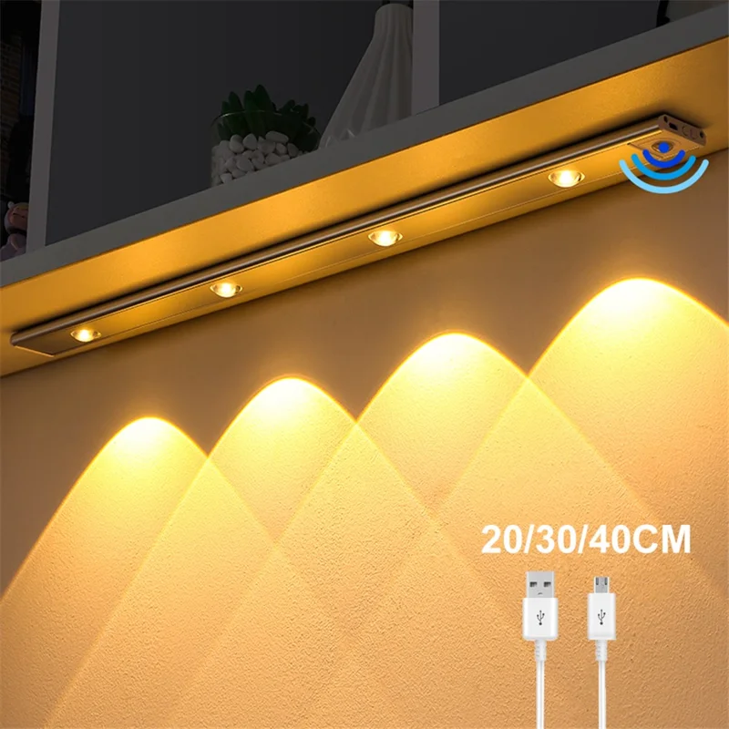 MZ-1602 40CM Human Motion Sensing Cabinet Strip Light Wardrobe Lighting Smart Night Light Self-Adhesive Closet Lamp - Silver