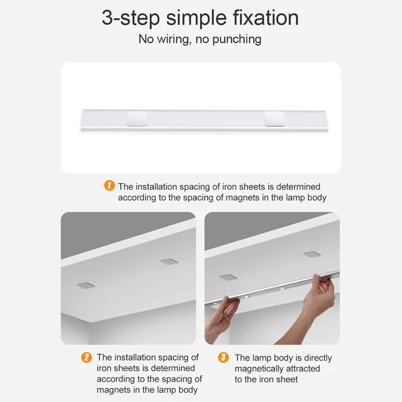 MZ-1602 40CM Human Motion Sensing Cabinet Strip Light Wardrobe Lighting Smart Night Light Self-Adhesive Closet Lamp - Silver