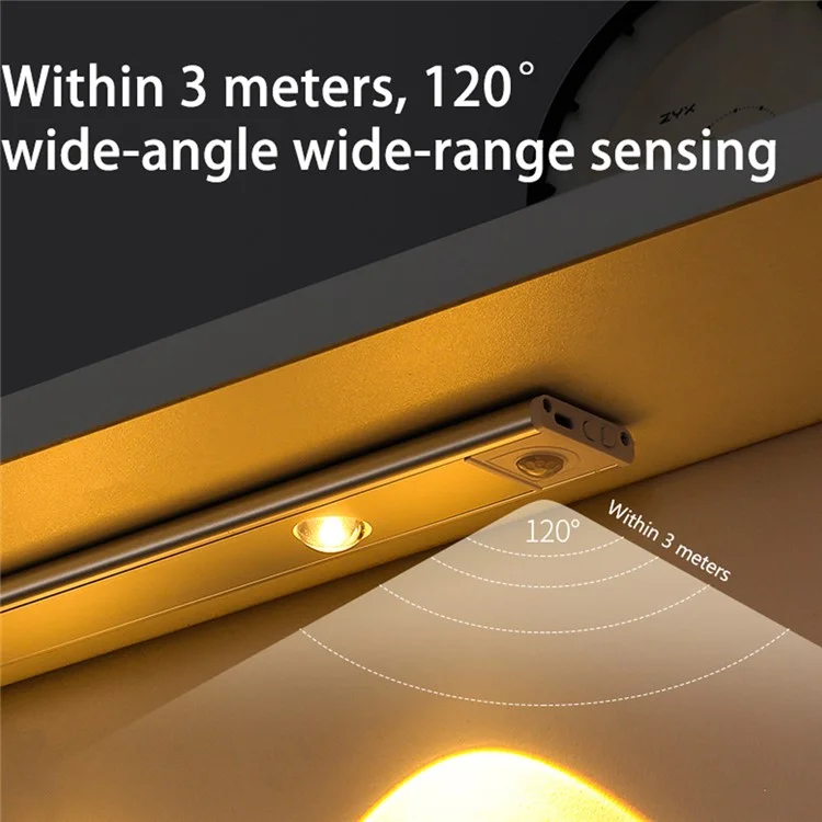 MZ-1602 30CM Smart LED Human Motion Sensing Night Light Self-Adhesive Closet Lamp Cabinet Strip Light for Wardrobe - Preto