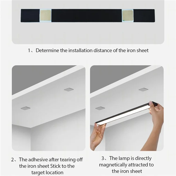 MZ-L1005 80см магнитно-всасывающая гардеробная световая полоса Intelligent Human Sensing Ultra Thin LED Light - Черный