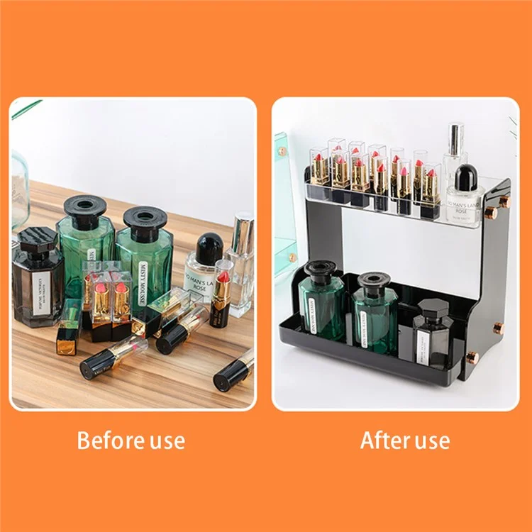 Étagère de rangement pour cosmétiques en PET+ABS avec montage mural à deux niveaux, présentoir pour parfums - Vert