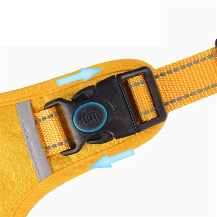 DUOMM HT-524 Arnês Respirável para Cães Reflexivo com Colete de Segurança e Alça de Controle ST - Amarelo / XS