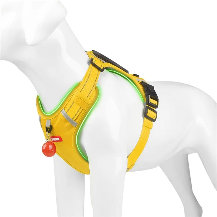 DUOMM HT-524 Arnês Respirável para Cães Reflexivo com Colete de Segurança e Alça de Controle ST - Amarelo / XS