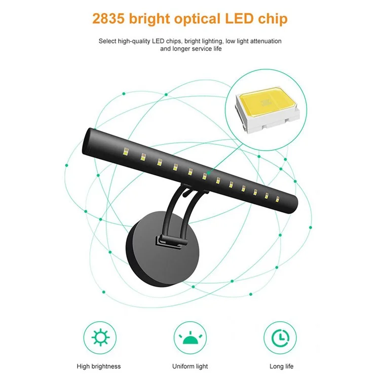 Style-A 55cm Wall Mount LED Light 3 Color Temperature Touch Control Light Bar with USB Power Supply