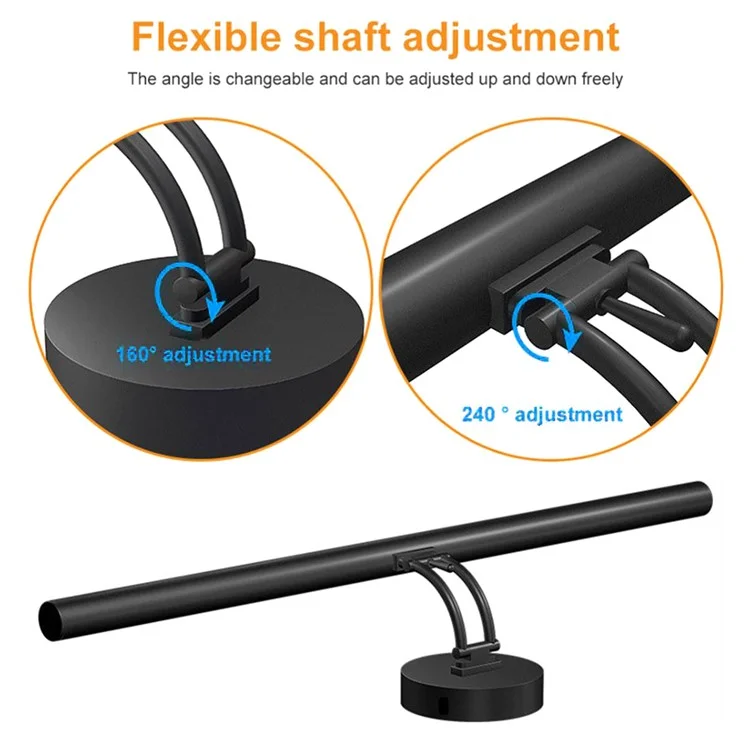 Style-A 55cm Wall Mount LED Light 3 Color Temperature Touch Control Light Bar with USB Power Supply