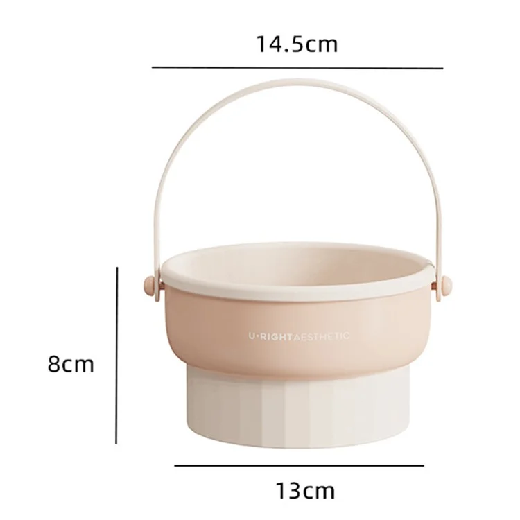 Makeup Cleaning Bowl Hanging Drying Basket Silicone Cleaning Mat Drying Rack Storage Box for Powder Puff, Brush - Apricot