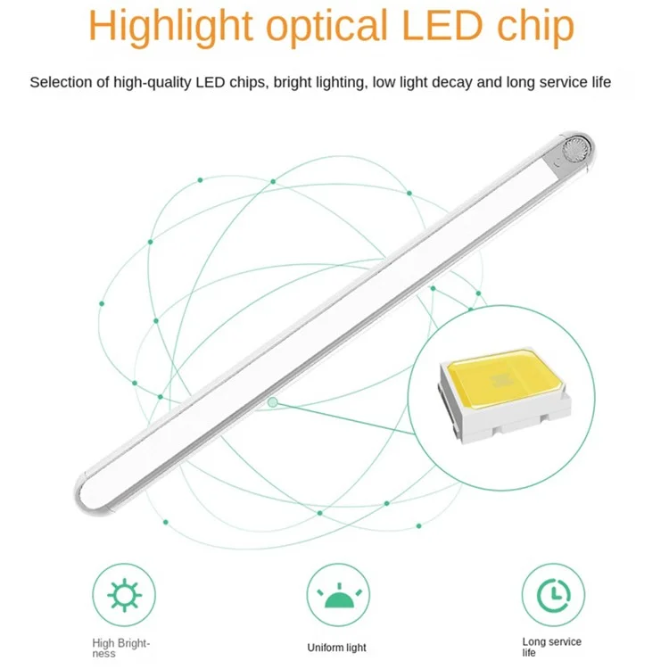 30cm PIR Motion Sensor Cupboard Light Rechargeable Stepless Dimmable Wireless Magnetic Night Light Bar