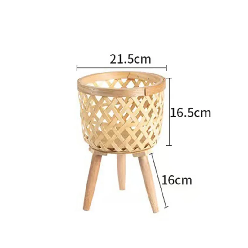 Woven Plants Vase Flowers Container Home Decoration Knitted Bamboo Planter Pot Basket Holder, Size: S - Grid