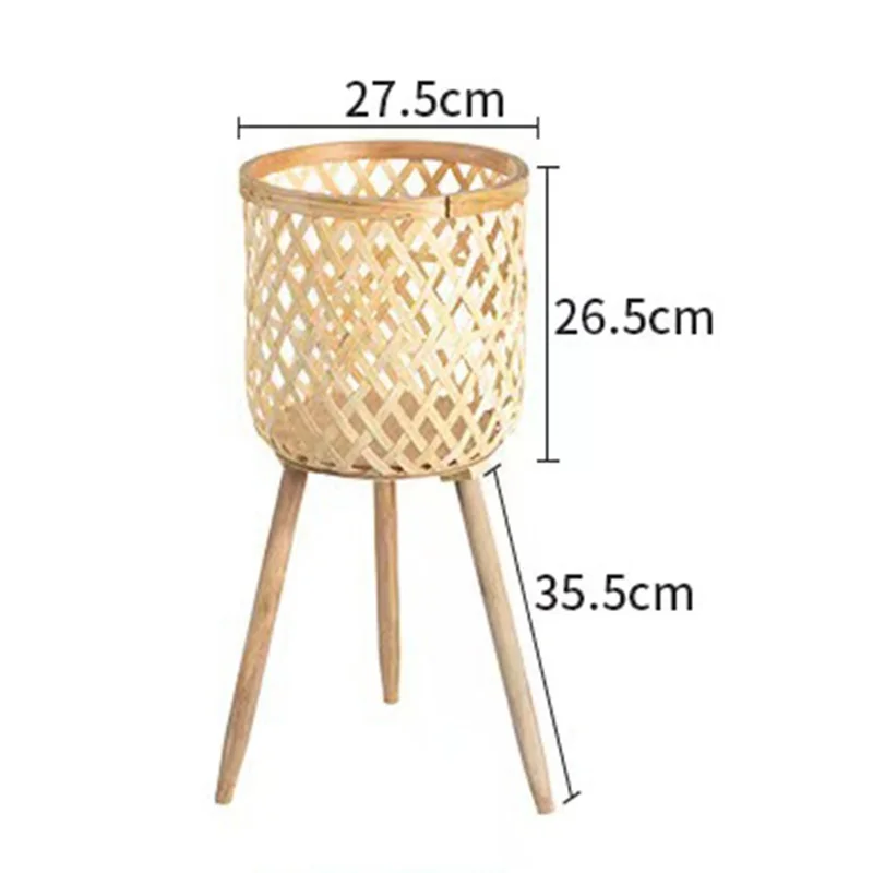 Knitted Bamboo Planter Pot Basket Woven Plants Vase Flowers Container Home Decoration, Size: L - Grid