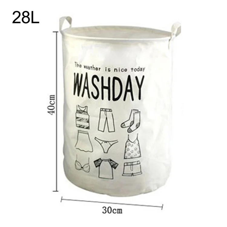 28L Collapsible Laundry Basket Cotton Linen Dirty Clothes Hamper Basket with Handles, Size S, 30x40cm - Blue Triangle
