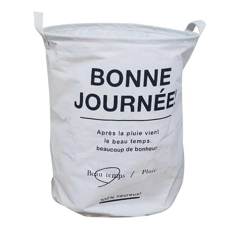 63L Cotton Linen Collapsible Dirty Clothes Basket Laundry Hamper Bin with Handles, Size L, 40x50cm - Bonne
