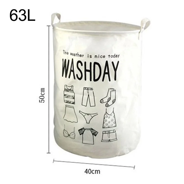 63L Cotton Linen Collapsible Dirty Clothes Basket Laundry Hamper Bin with Handles, Size L, 40x50cm - Bonne