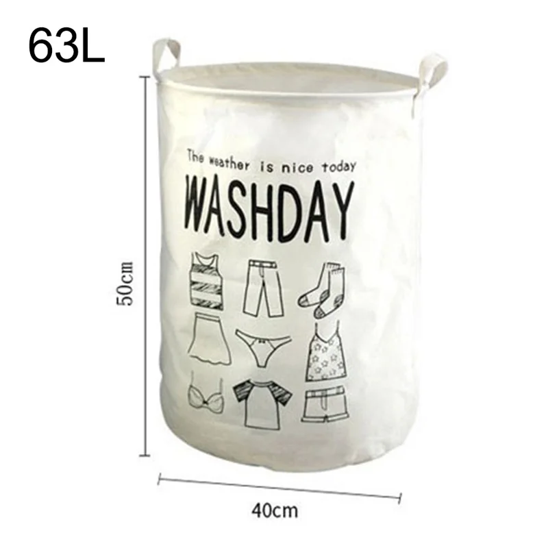 63L Cotton Linen Collapsible Dirty Clothes Basket Laundry Hamper Bin with Handles, Size L, 40x50cm - Laundry