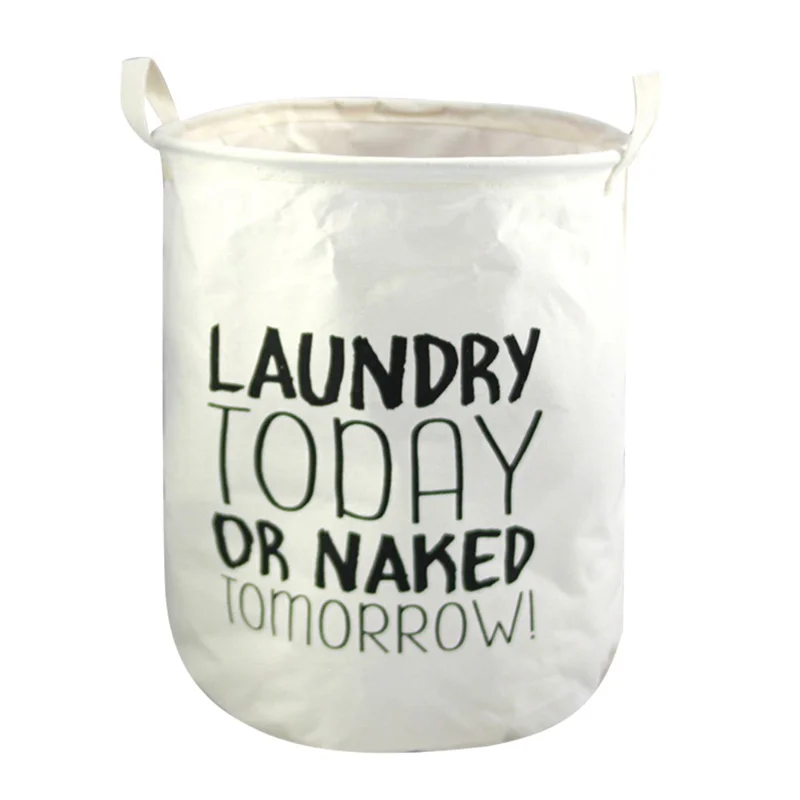 43L Collapsible Washing Laundry Basket Hamper Dirty Clothes Cotton Linen Basket Laundry Bin, Size M, 35x45cm - Laundry