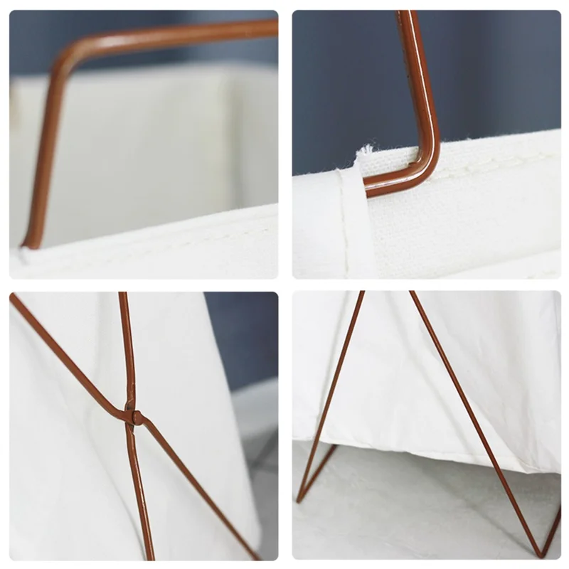 28L Iron Rack Foldable Laundry Basket Cotton Linen Dirty Clothes Hamper Washing Basket, Size S - Bonne