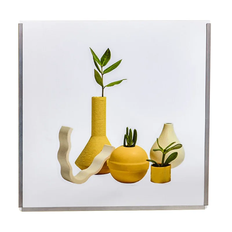 Caja de almacenamiento de tela plegable para baño DIY, marco de fotos montado en la pared, organizador de almacenamiento de tela - Jarrón / Borde plateado