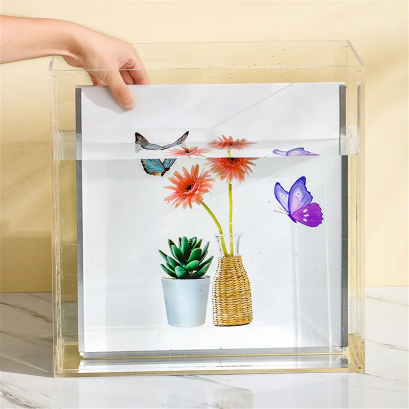 Caja de almacenamiento de tela plegable para baño DIY, marco de fotos montado en la pared, organizador de almacenamiento de tela - Jarrón / Borde plateado