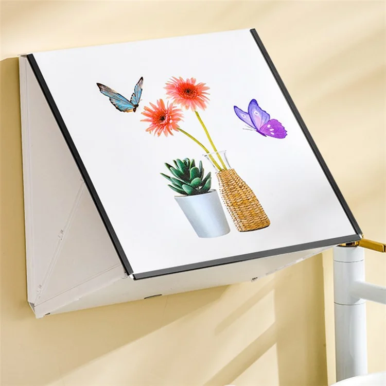DIY Bathroom Folding Cloth Storage Box Wall-Mounted Picture Frame Cloth Storage Organizer - Flower / Silver Edge