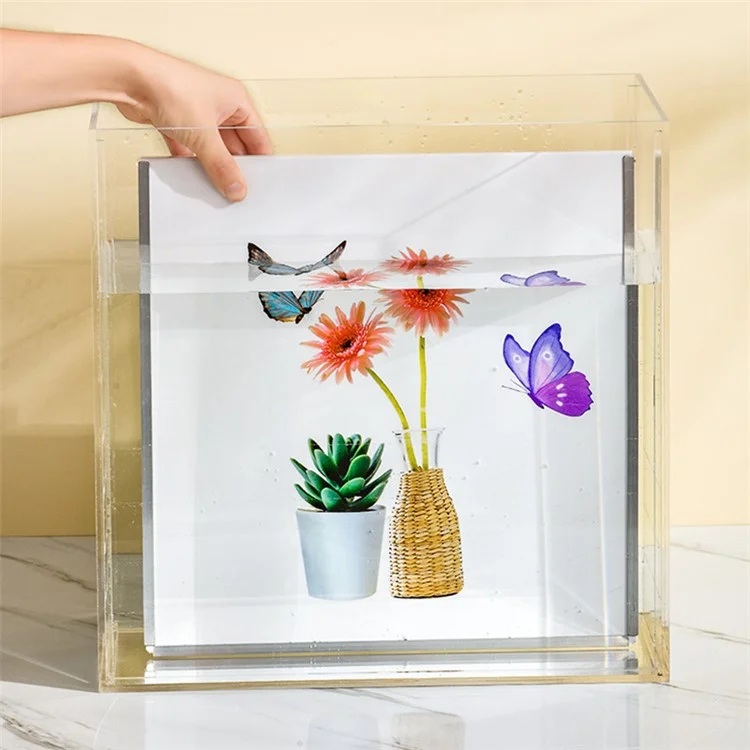 DIY Bathroom Folding Cloth Storage Box Wall-Mounted Picture Frame Cloth Storage Organizer - Flower / Silver Edge
