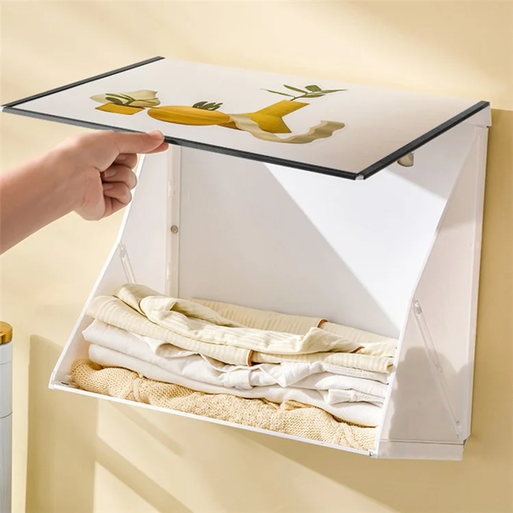 DIY Bathroom Folding Cloth Storage Box Wall-Mounted Picture Frame Cloth Storage Organizer - Flower / Silver Edge