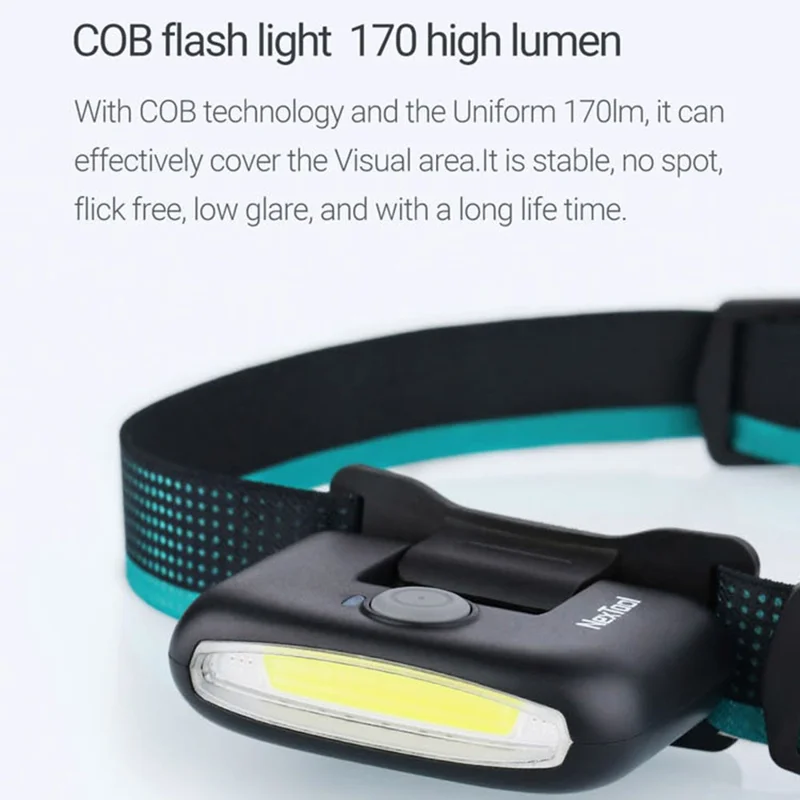 XIAOMIYOUPIN NEXTOOL Rechargeable Head Lamp COB Camping Headlamp Flashlight with 5 Light Modes 170 Lumens - Black