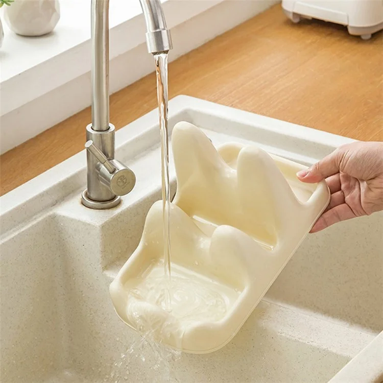 Dual Layer Pot Lid Holder Stand Cooking Spoon Rest Kitchen Utensils Rest Rack - White