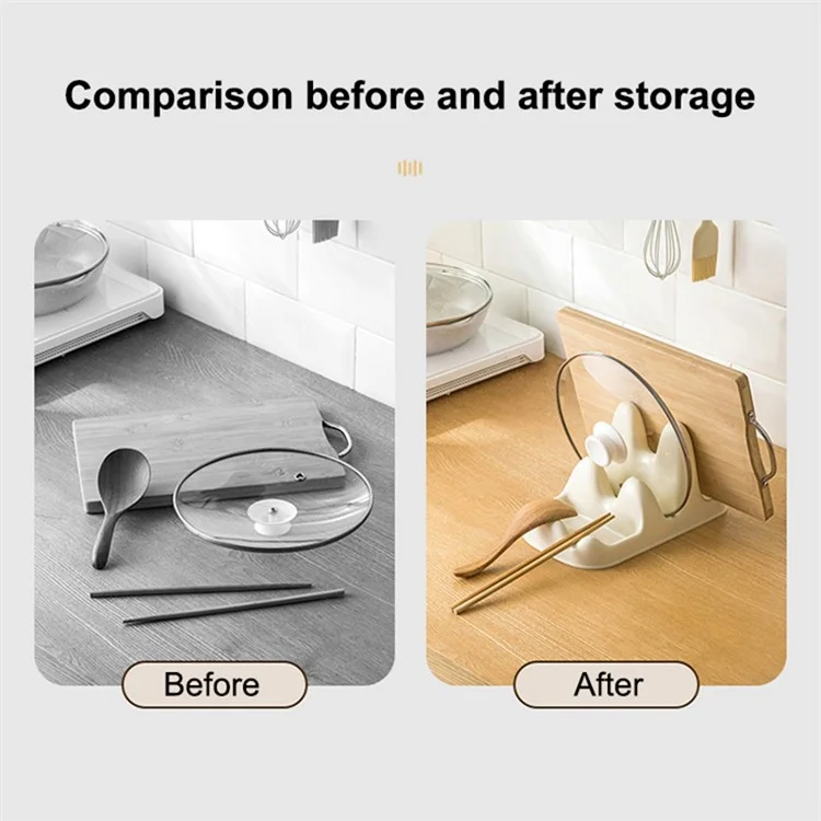 Dual Layer Pot Lid Holder Stand Cooking Spoon Rest Kitchen Utensils Rest Rack - White