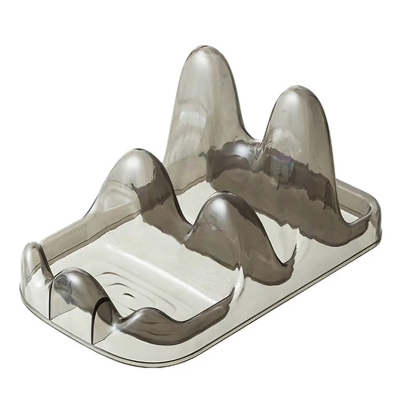 Dual Layer Pot Lid Holder Stand Cooking Spoon Rest Kitchen Utensils Rest Rack - Grey