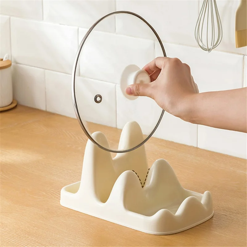 Dual Layer Pot Lid Holder Stand Cooking Spoon Rest Kitchen Utensils Rest Rack - Grey