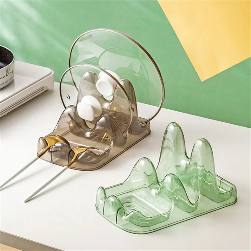 Dual Layer Pot Lid Holder Stand Cooking Spoon Rest Kitchen Utensils Rest Rack - Grey