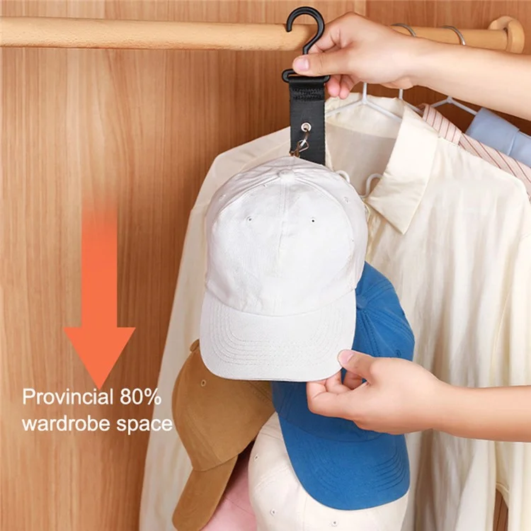 8-Clips Closet Hanging Cap Keeper Cloth+Metal Hat Holder Storage Rack Organizador
