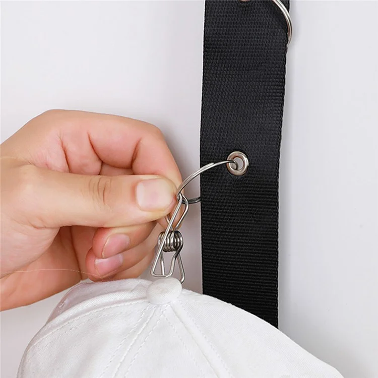 8-Clips Closet Hanging Cap Keeper Cloth+Metal Hat Holder Storage Rack Organizador