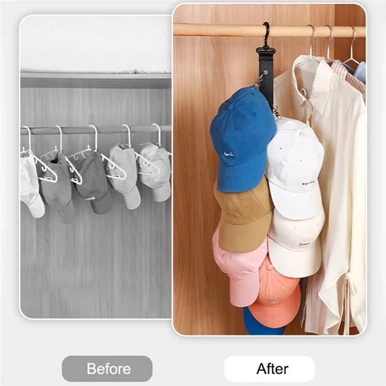 8-Clips Closet Hanging Cap Keeper Cloth+Metal Hat Holder Storage Rack Organizador