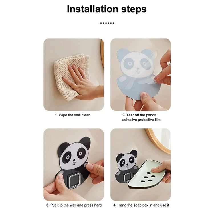 Panda Design Wandmontierter Seifenhalter mit Ablauf, Seifenablage - Grün