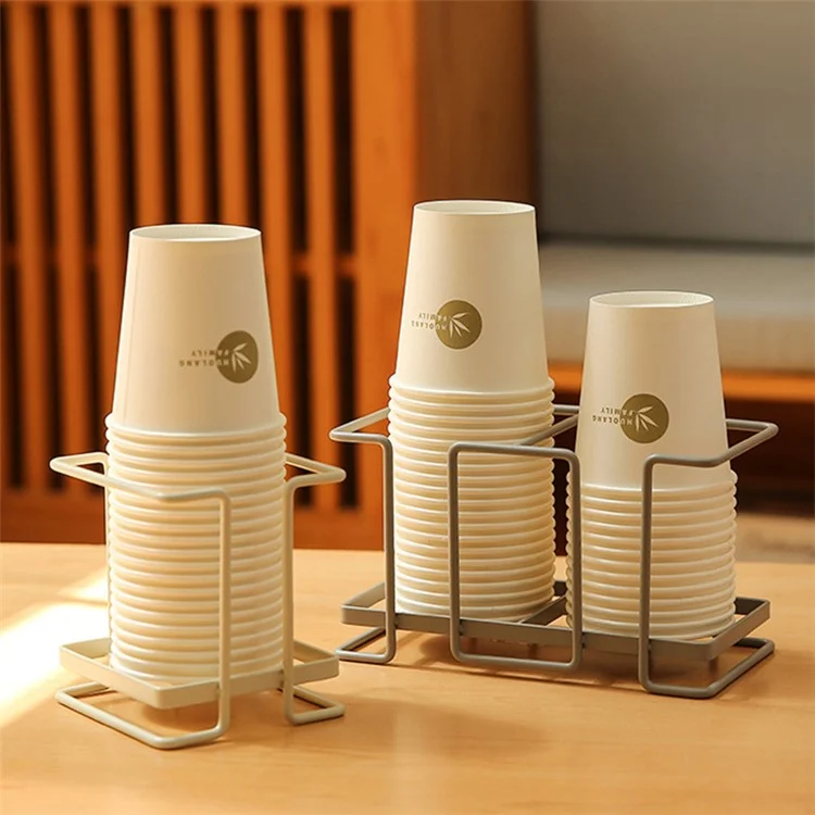 MTAM Paper Cup Holder Desktop Disposable Cups Organizer Dispenser Iron Storage Rack, Single Slot - Crema Bianca